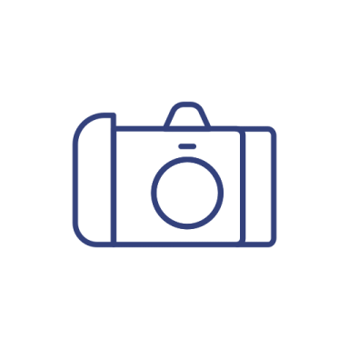 a camera icon on a white background