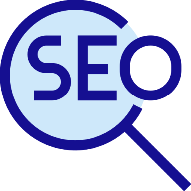 a mag glass with the word seo on it