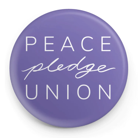 a button with the words peace union on it