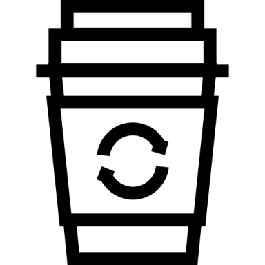 a black and white coffee cup icon