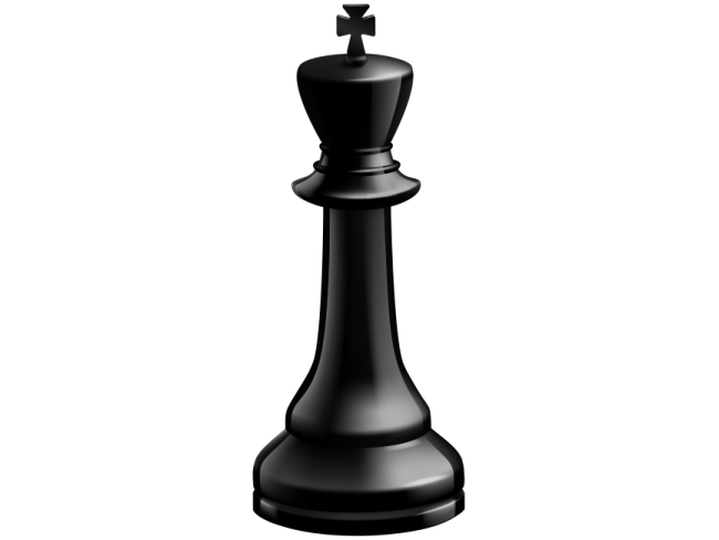 a black chess piece on a white background