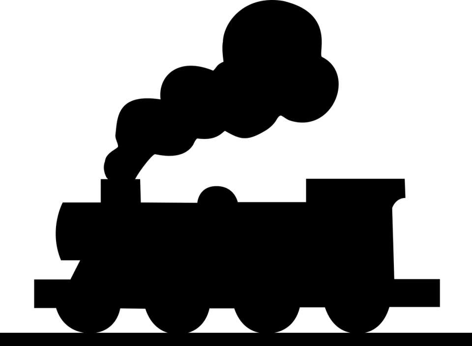 a black and white silhouette of a train