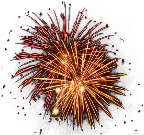 a red and yellow firework on a white background