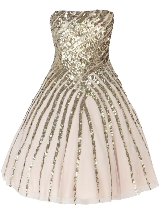 a little girl's dress in pink and gold