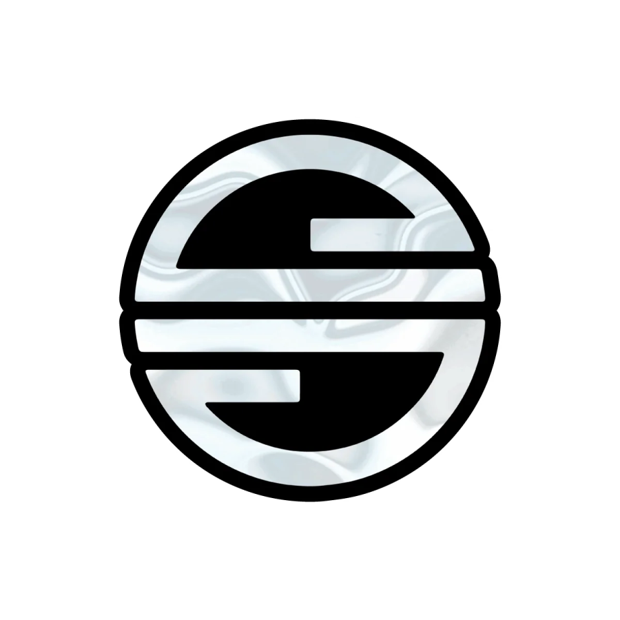a black and white logo on a white background