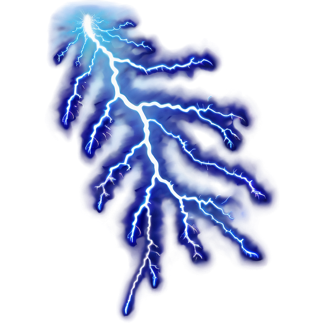 a blue lightning bolt on a white background