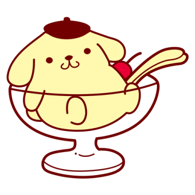 a cartoon dog in a bowl with a spoon