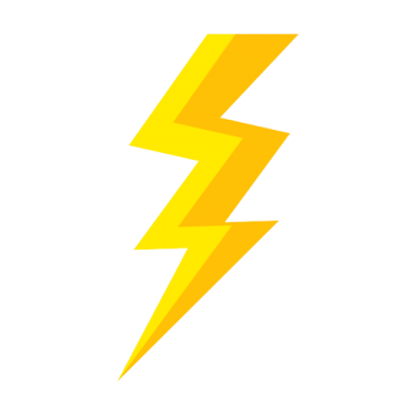 a yellow lightning bolt on a white background