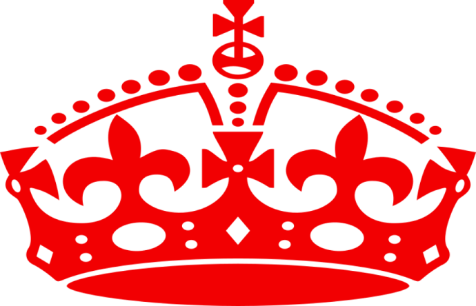 a red crown on a white background