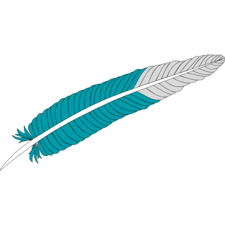 a blue feather with white feathers