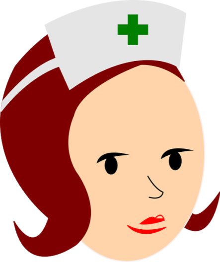 a woman with red hair and a green cross on her head