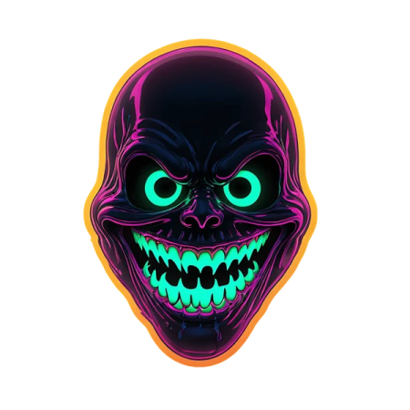 an image of a skull with glowing green eyes