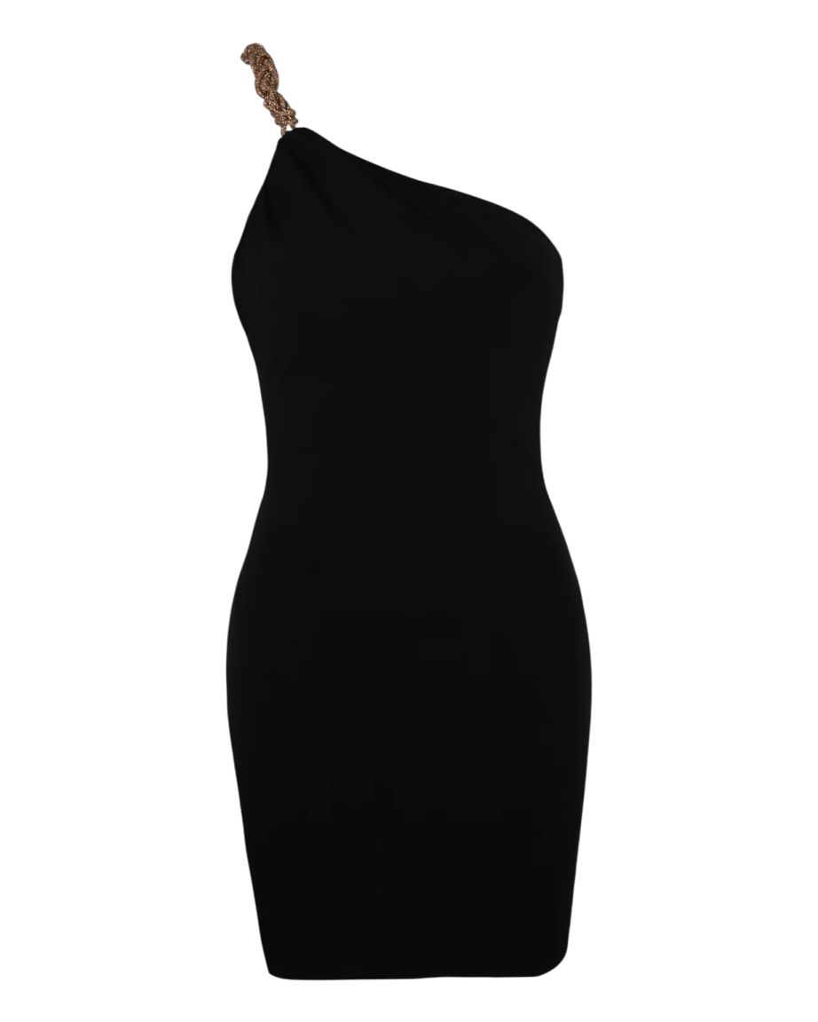 black one shoulder bodycon dress