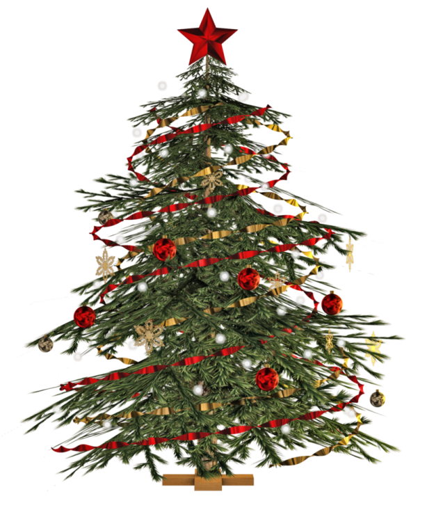 a christmas tree with red and gold decorations
