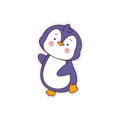 a cartoon penguin sitting on the ground