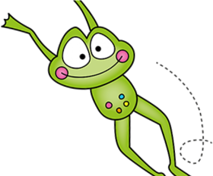 a cartoon frog flying through the air