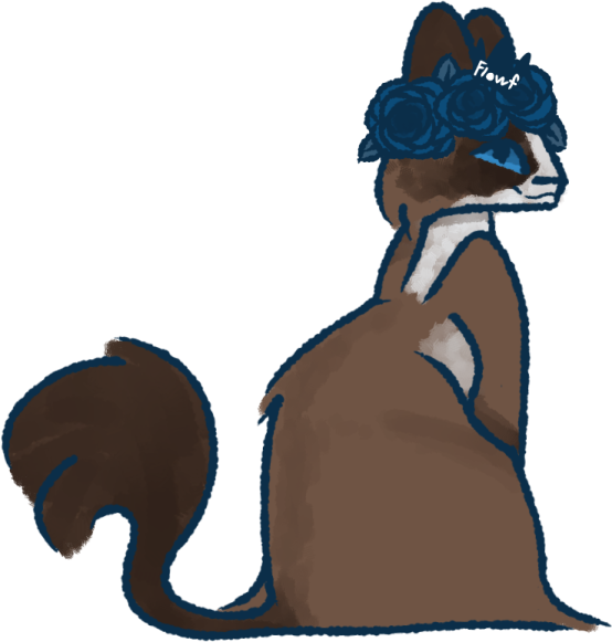 a brown squirrel with blue flowers on its head