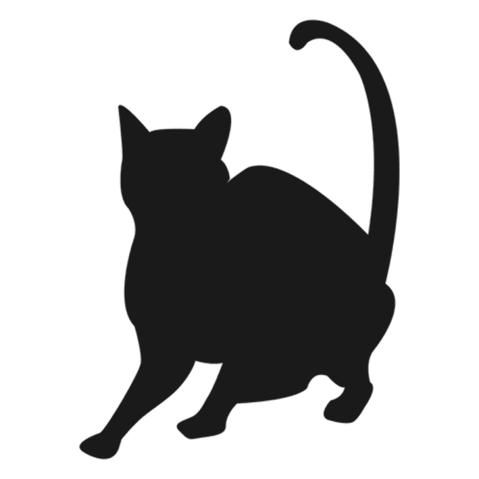 a black cat silhouette on a white background