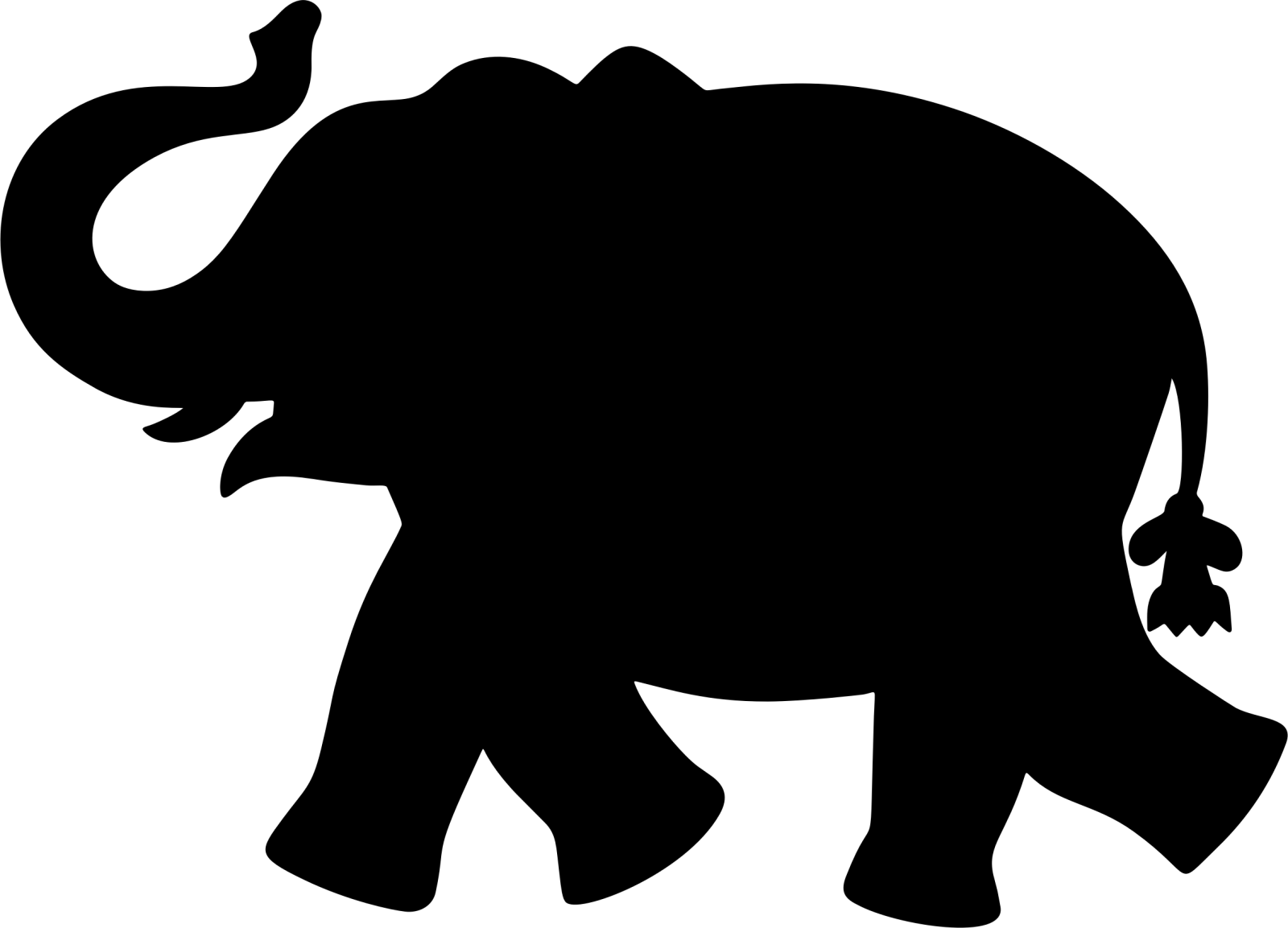 an elephant silhouetted on a white background