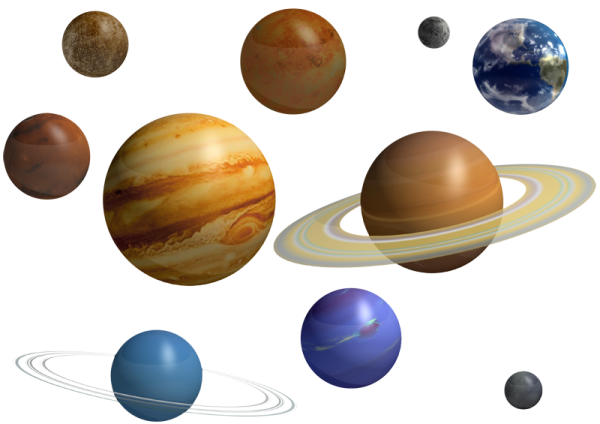 an image of planets and their satellites