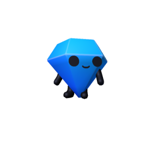 a blue cube with a black face on it