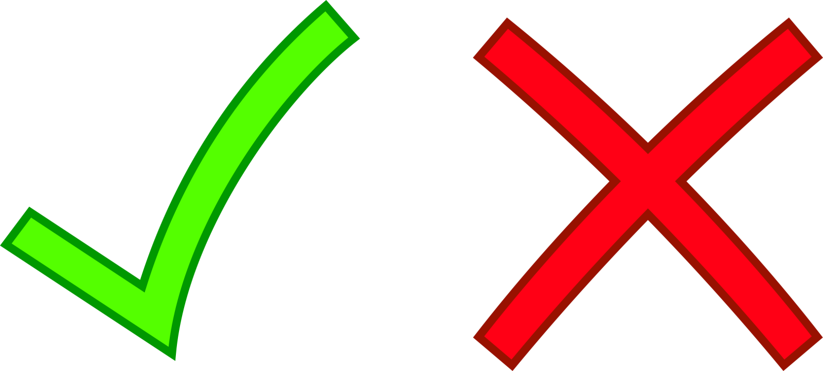 a green and red check marks