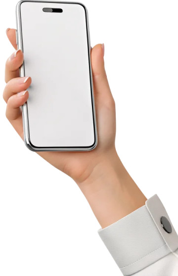 a woman's hand holding an iphone with a white screen
