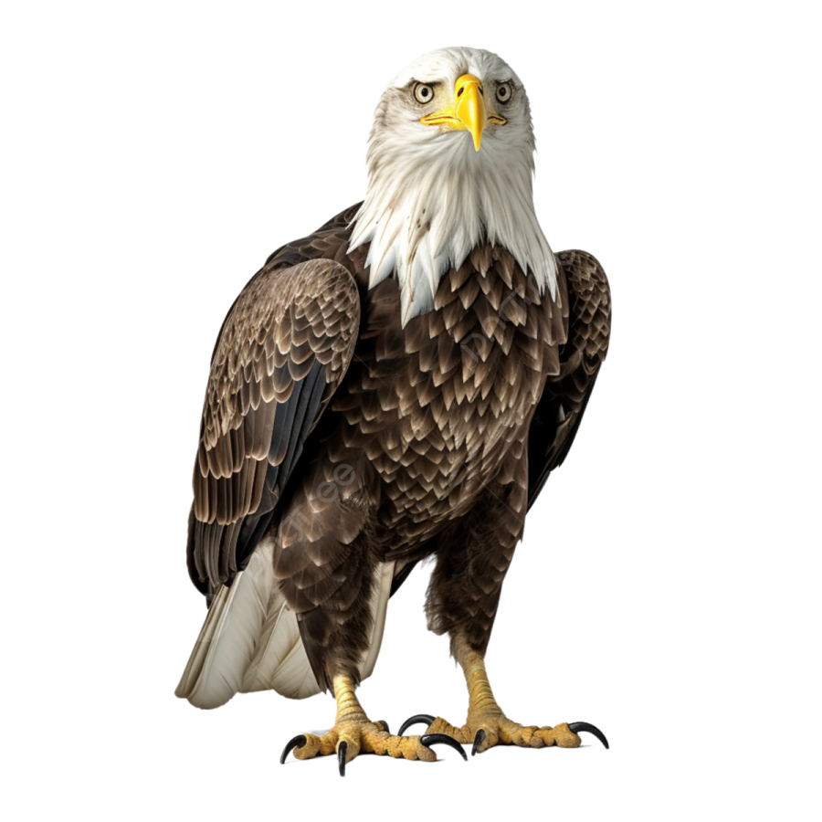 an eagle standing on a white background