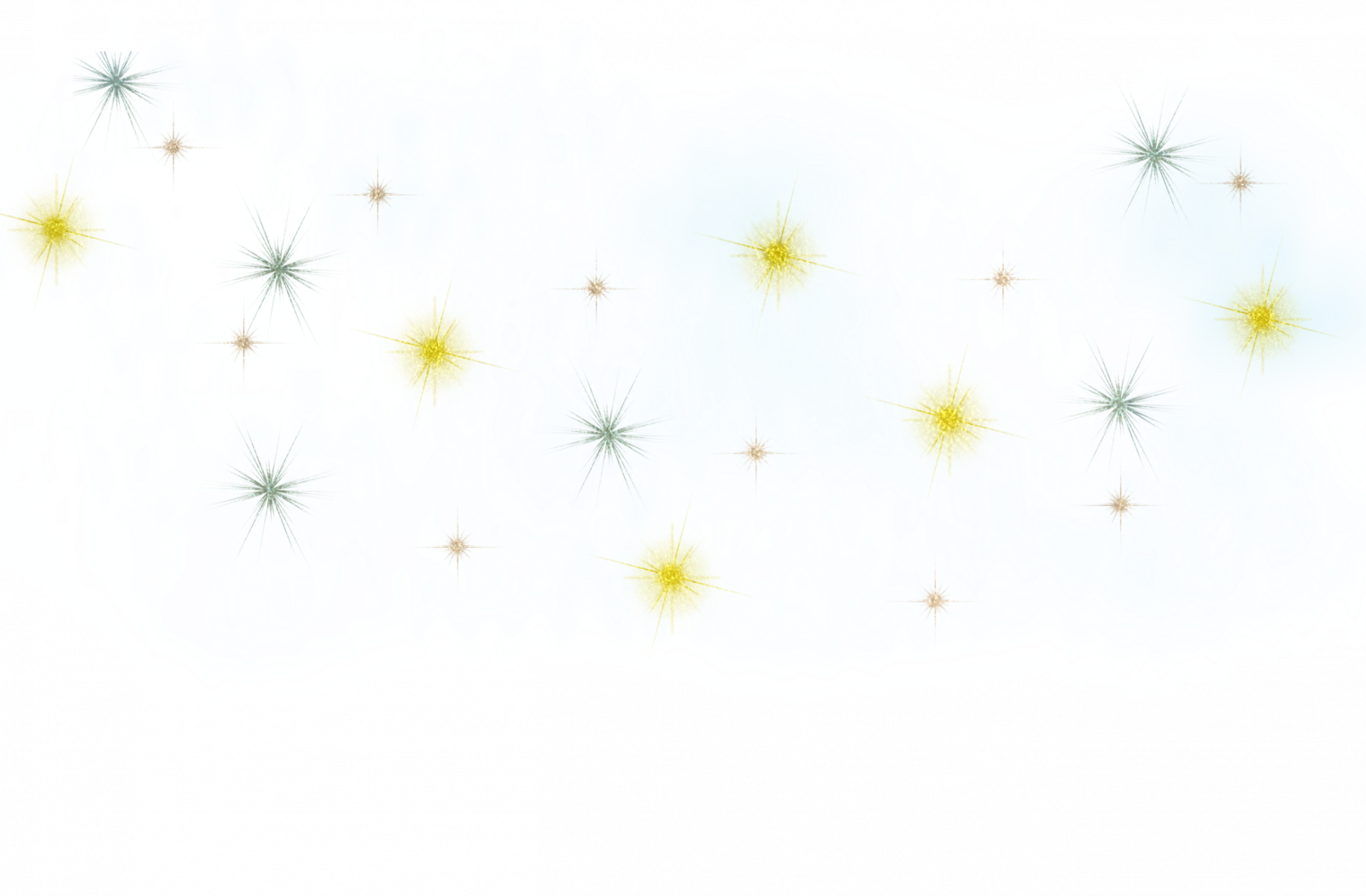 a white background with yellow and green stars