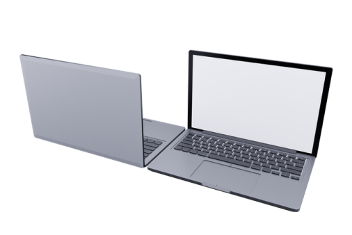 an open laptop computer with a blank screen