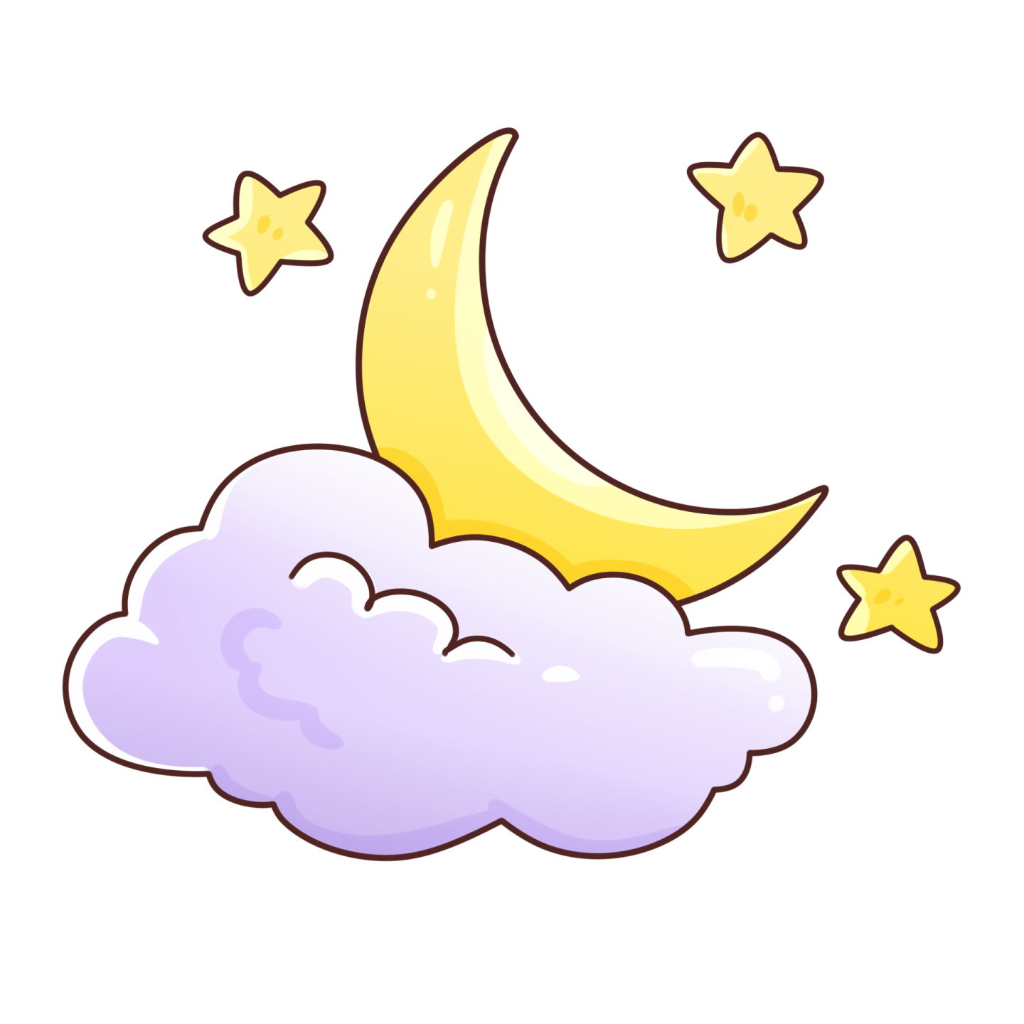 a cartoon moon and clouds with stars