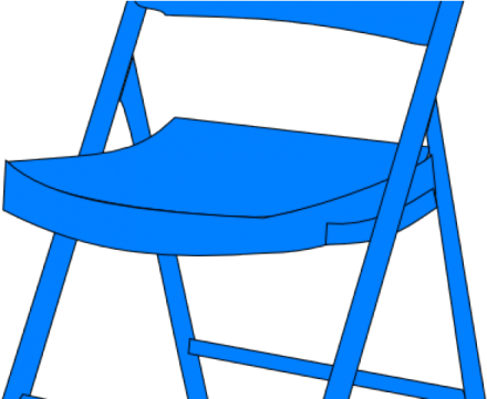 a blue folding chair on a white background