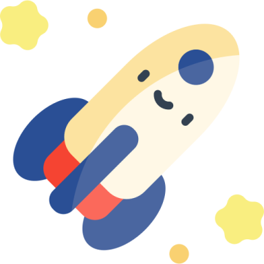 an illustration of a rocket with a smiley face