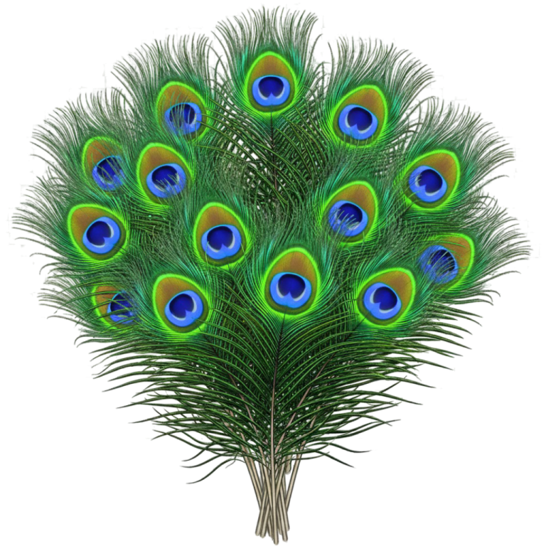 a bunch of peacock feathers on a white background