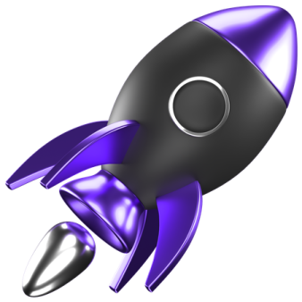 a blue and black rocket is flying through the air