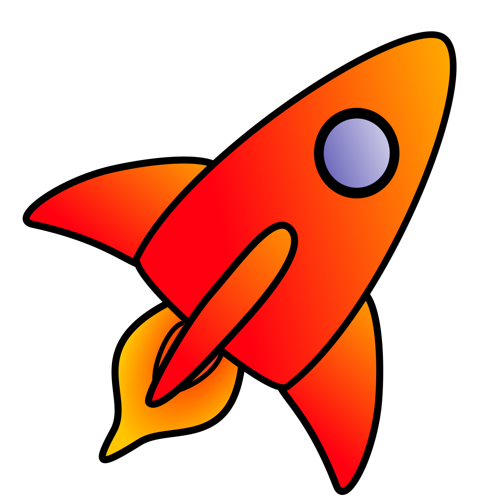 a red rocket with blue eyes on it