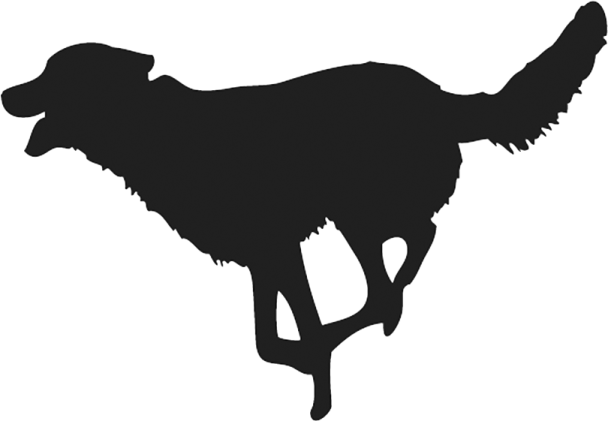 a black and white silhouette of a dog