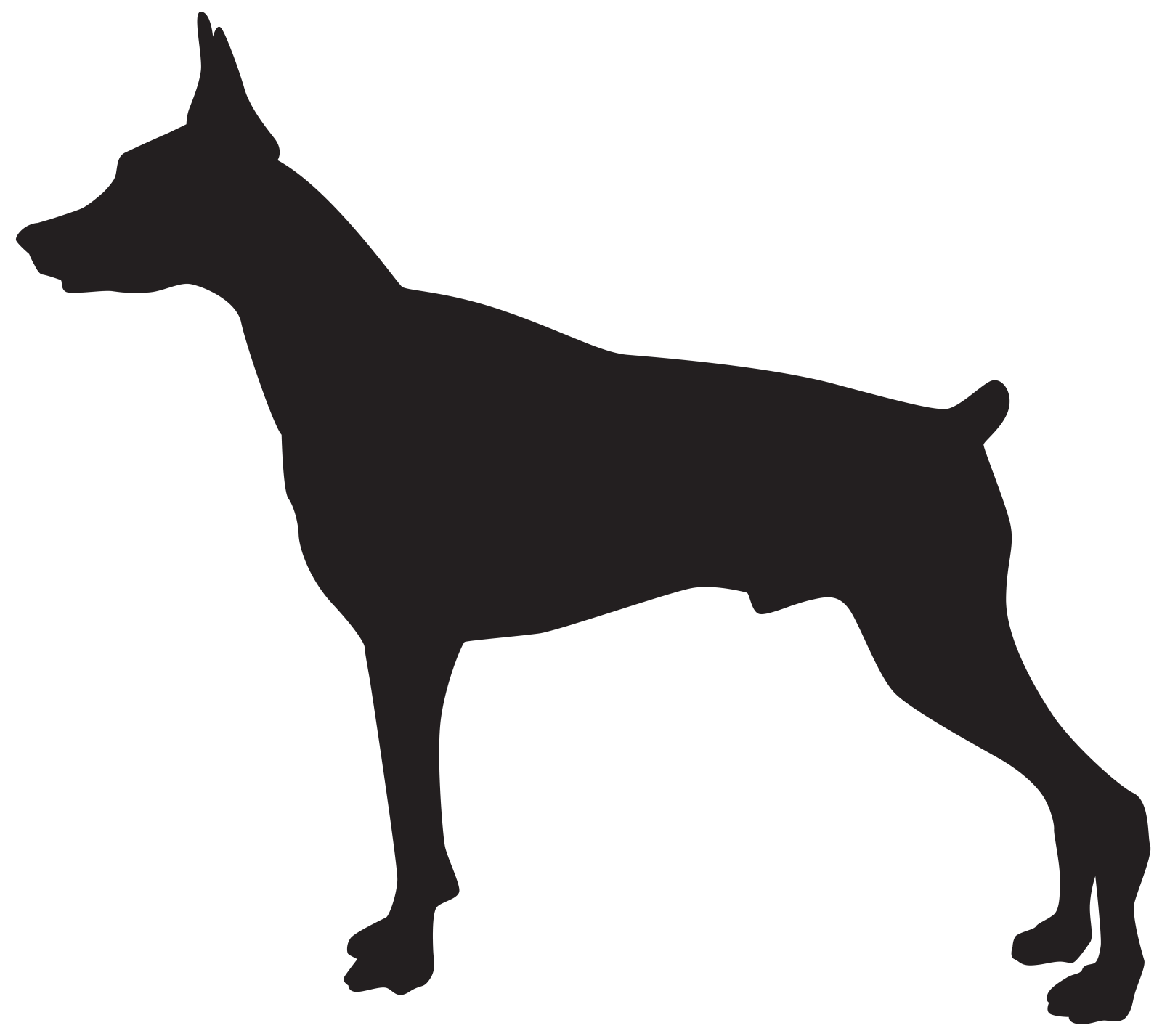 a black and white silhouette of a dog