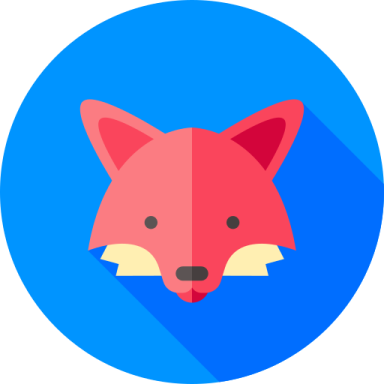 a red fox icon on a blue circle