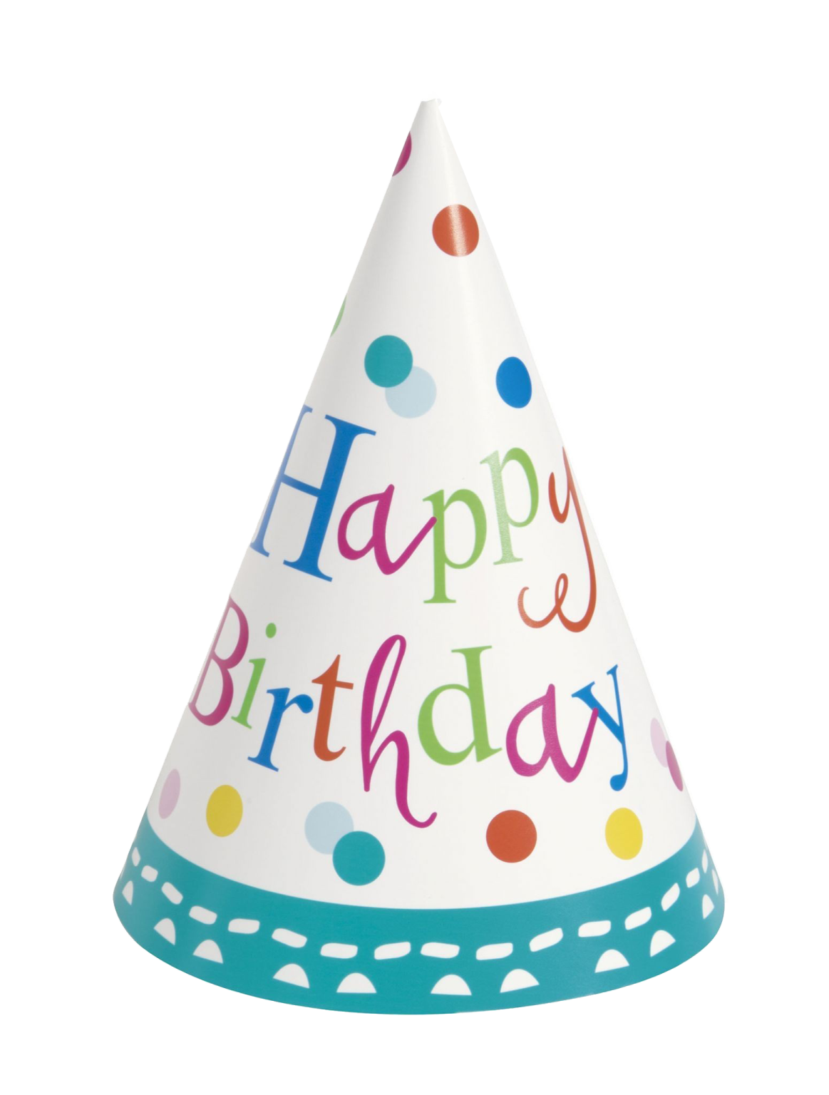 a party hat with the words happy birthday on it