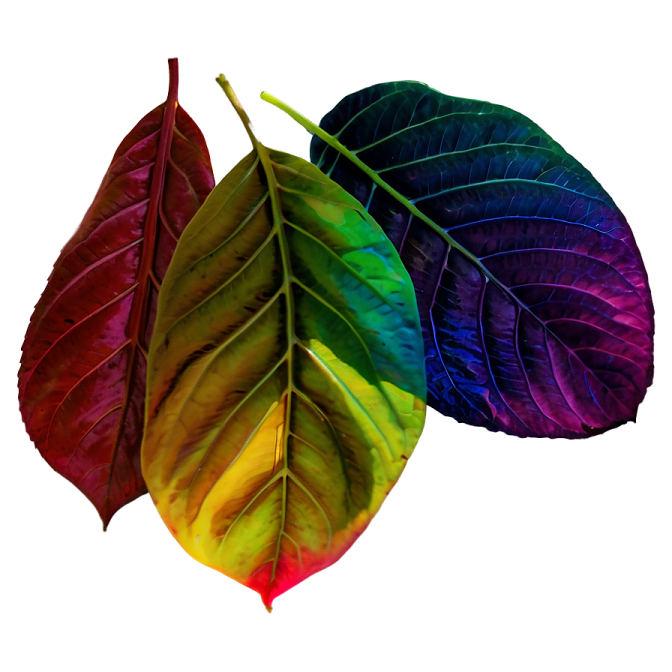 two colorful leaves on a white background