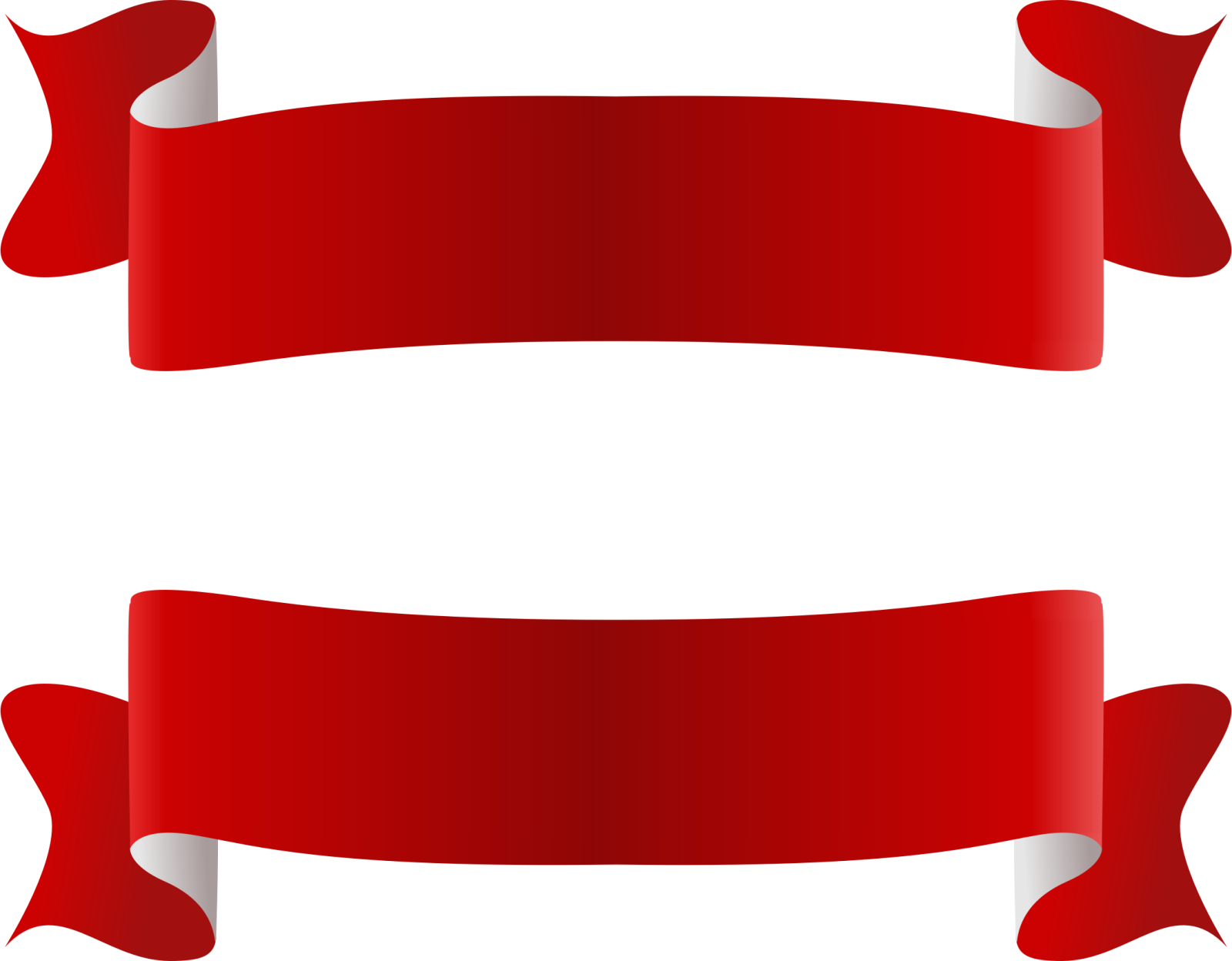 two red ribbons on a white background