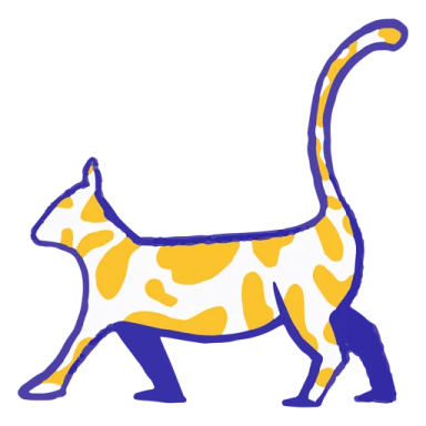 a yellow and white cat with blue spots