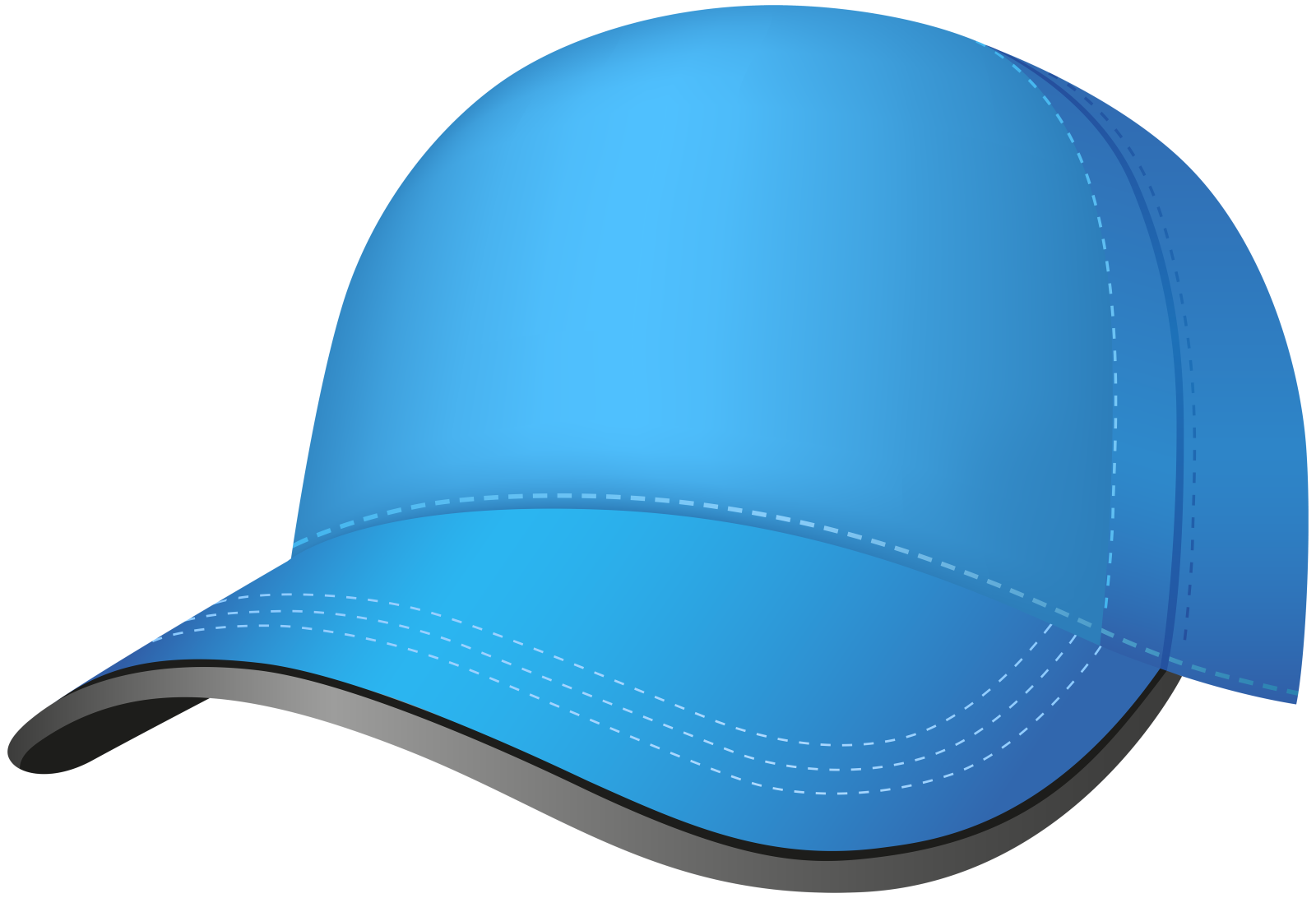 a blue baseball cap with stitching