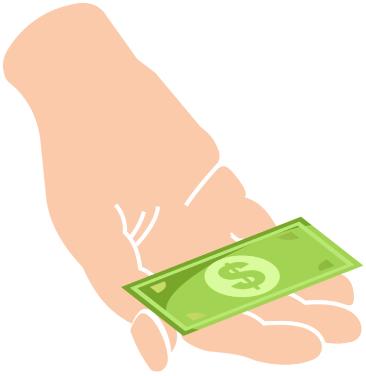 a hand holding a dollar bill