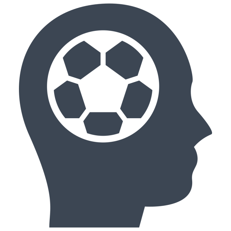 a head with a soccer ball inside of it