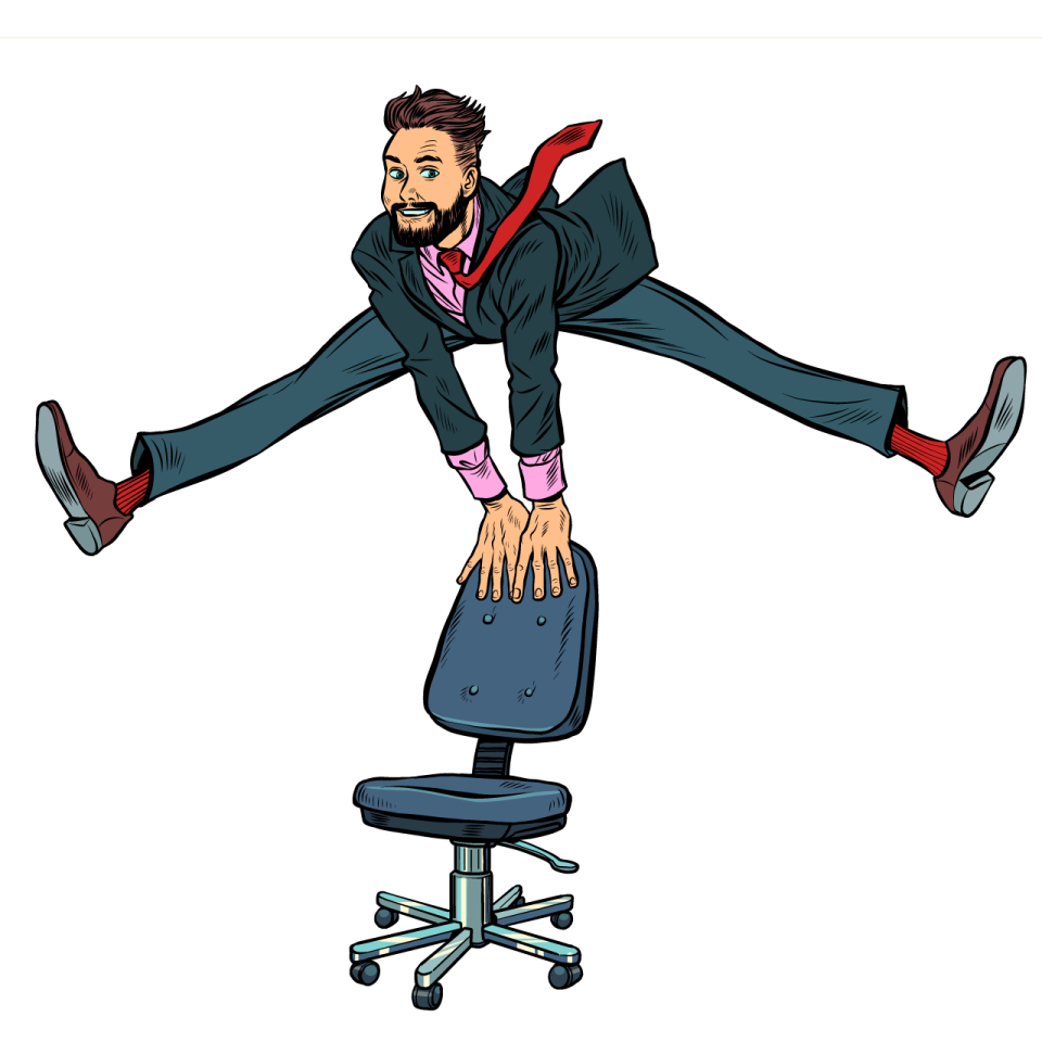 a man in a suit is sitting on a chair