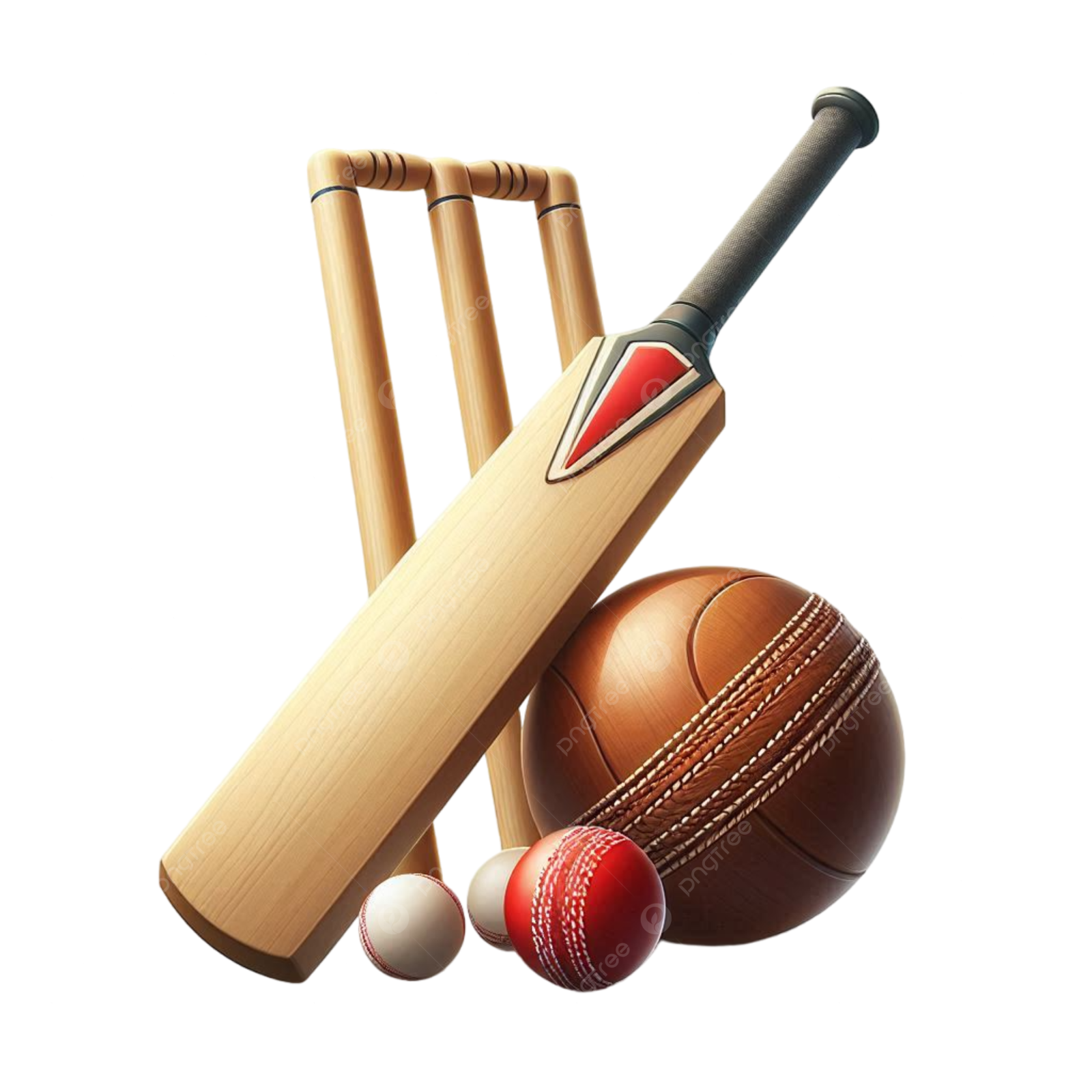 a wooden cricket bat, ball and bat
