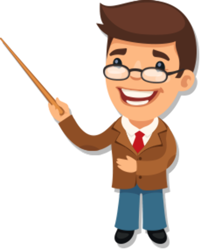 a cartoon character with glasses and a pointer