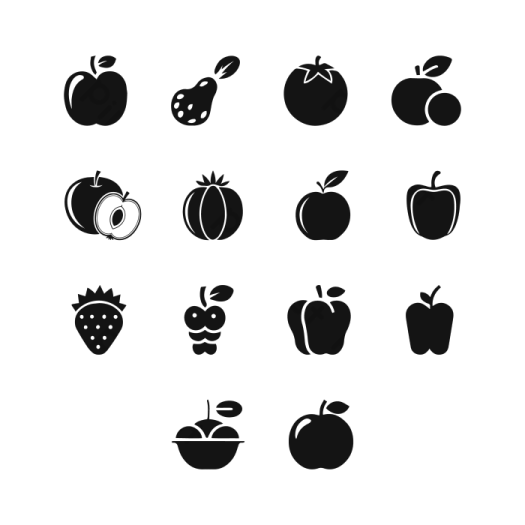 a set of black and white icons